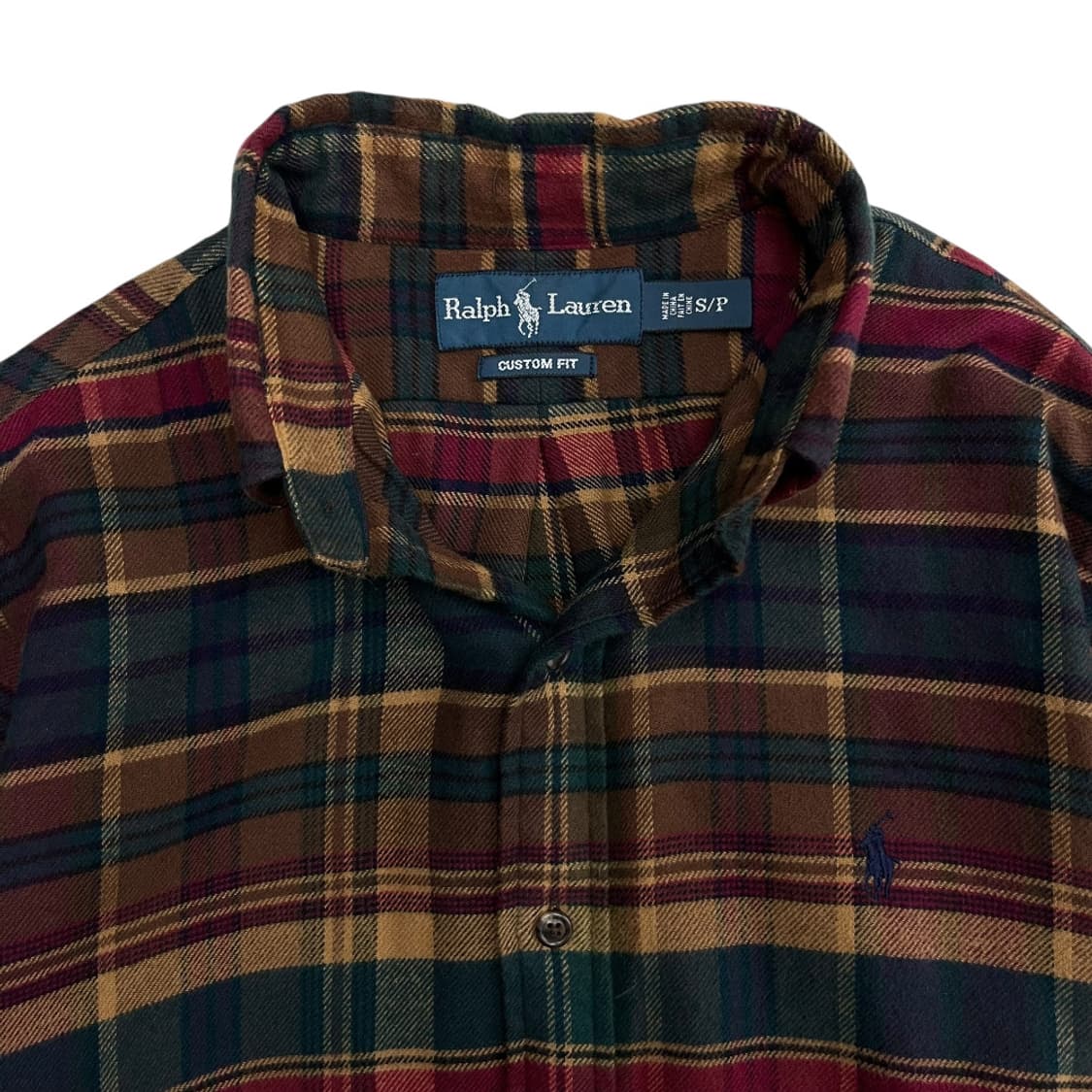 폴로 랄프로렌 네이비포니 브라운 타탄체크 울 셔츠 S 상품이미지5
