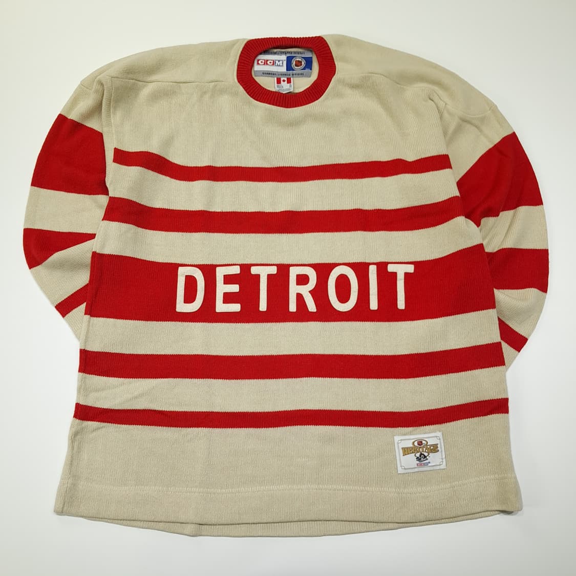 CL214 XL CCM 캐나다판 NHL 레드윙스 크림 하키스웨터 상품이미지1