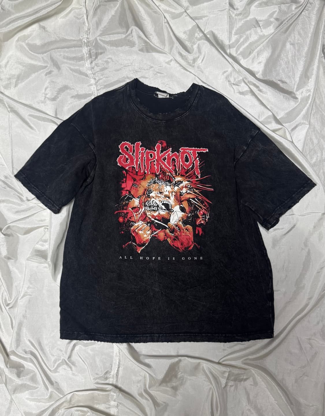 Pigment washed punk printed T-shirt 상품이미지1