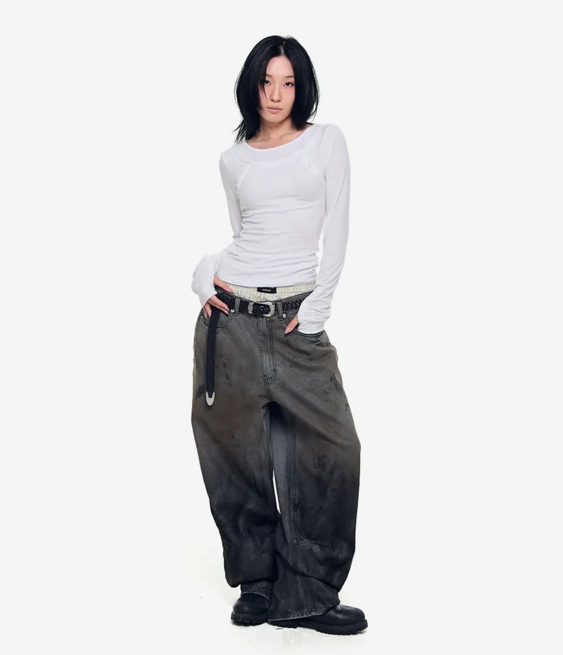 아캄 /Dirty Gradation Denim Pants (Gray) 1 상품이미지2