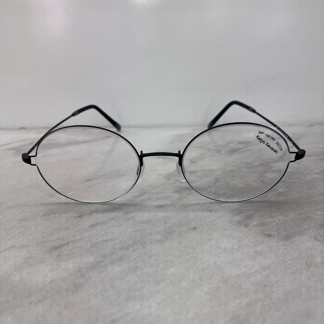 D23 Kazuo Kawasaki 블랙 라운드 역산각 메탈테 안경 상품이미지6