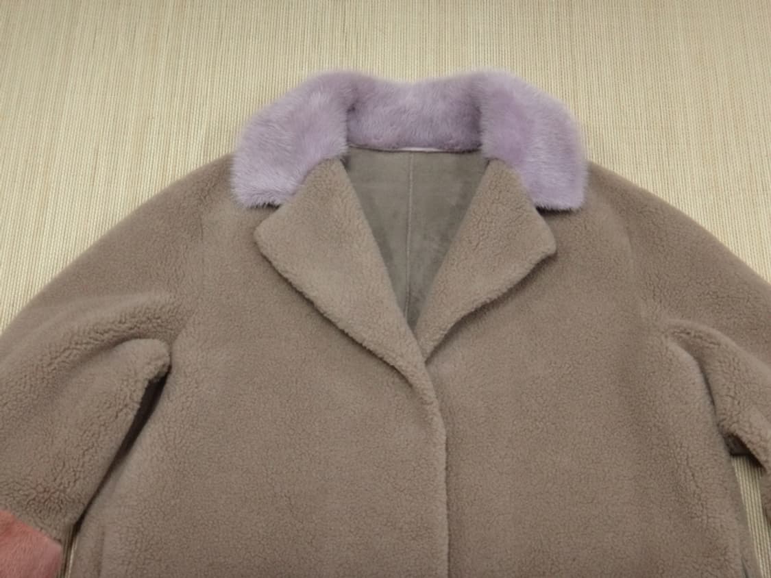 (L/77) 라삐아프 밍크배색 부클 울 코트 상품이미지4