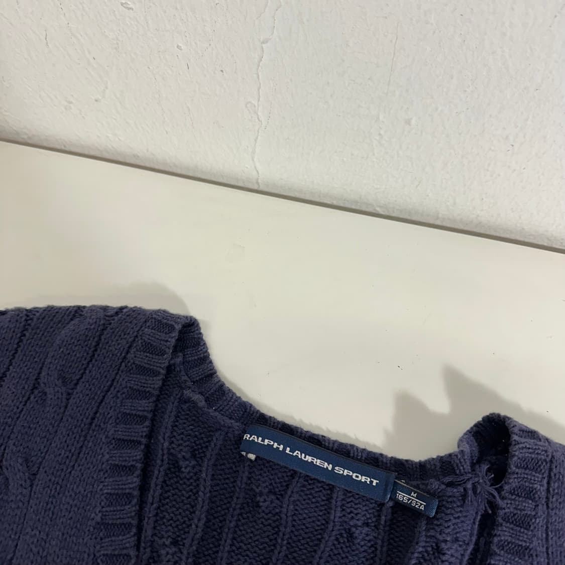 우먼M 폴로 랄프로렌 네이비 브이넥 꽈배기니트 상품이미지4