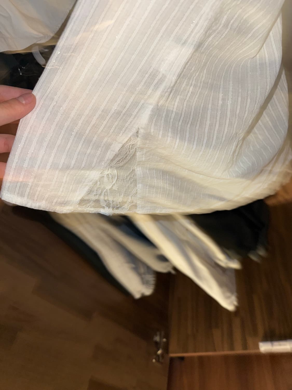 빈티지 시스루 스트라이프 실버펄 셔츠 상품이미지3