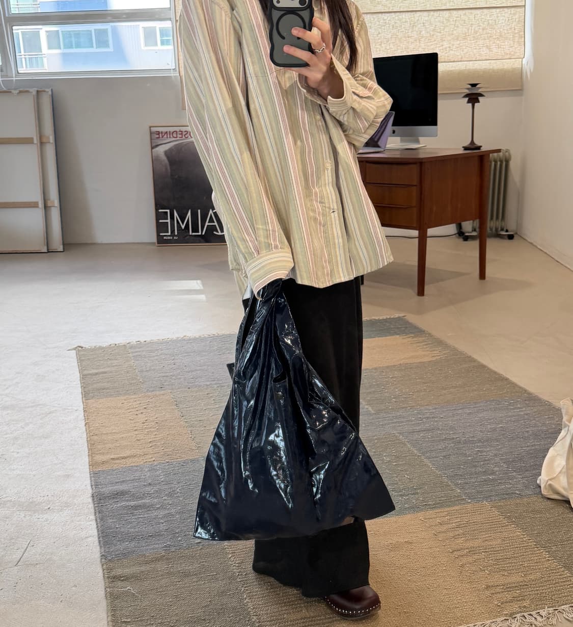 heritagefloss PATENT PLASTIC BAG / Navy 상품이미지3