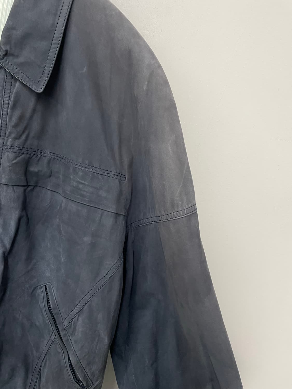 빈티지 네이비 블루종 스웨이드 자켓 H1568 상품이미지6