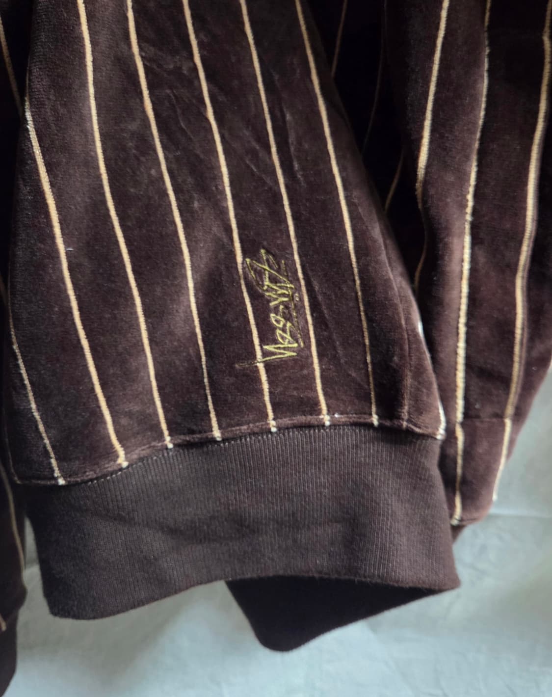 90s 올드 스투시 재팬 벨루어 후드 집업 자켓 M 상품이미지3