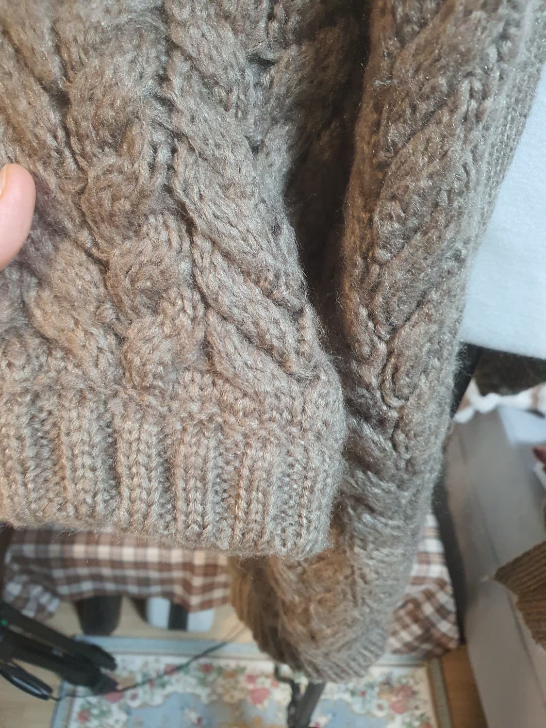 [모리걸] 꽈배기 니트 롱 가디건 브라운 와구리 상품이미지2