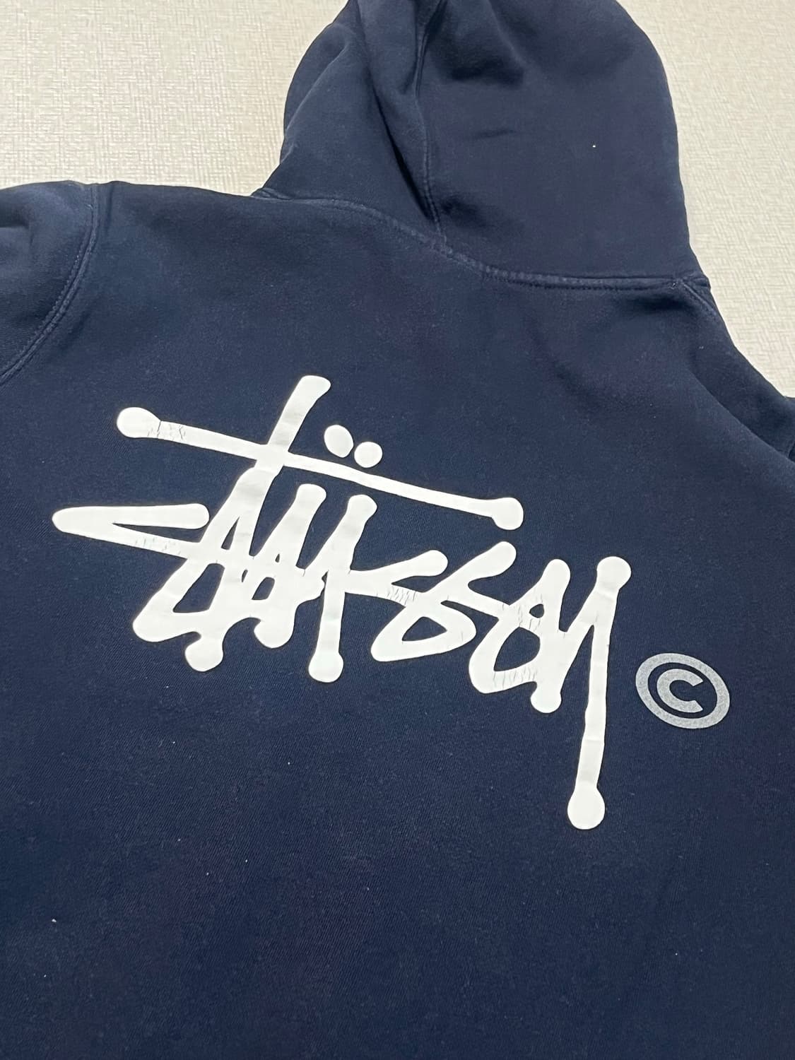 90s 스투시 베이직 후드티 네이비 M 상품이미지3
