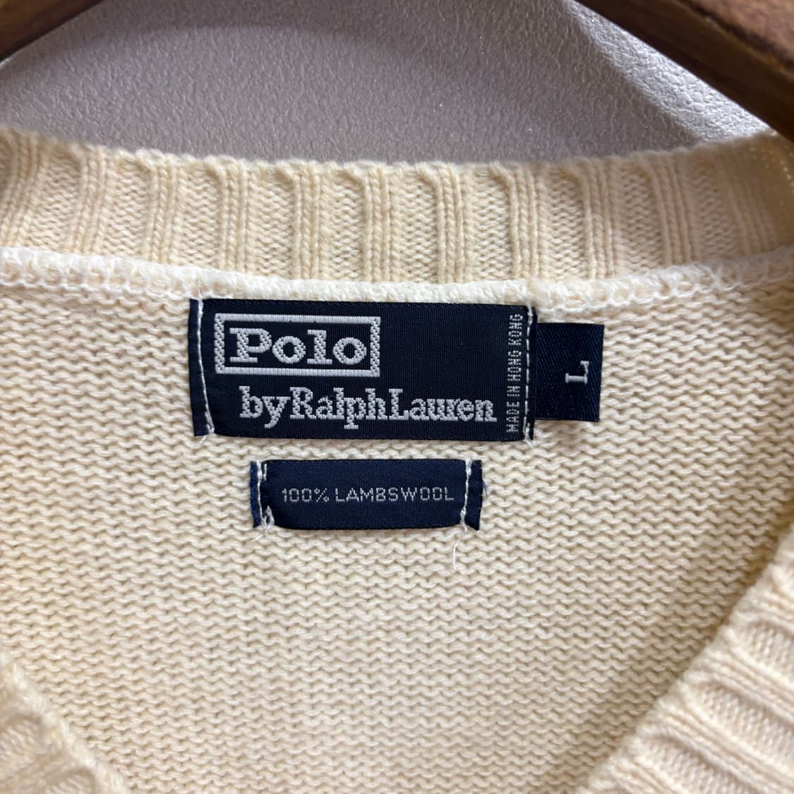 폴로 랄프로렌 V넥 니트 아이보리 L 상품이미지4