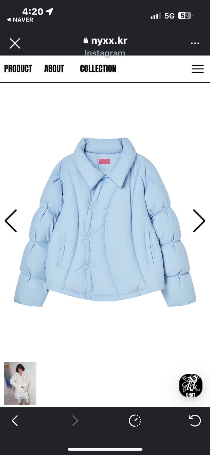 NYXX 커브라인 다운푸퍼 패딩 소라색 상품이미지6