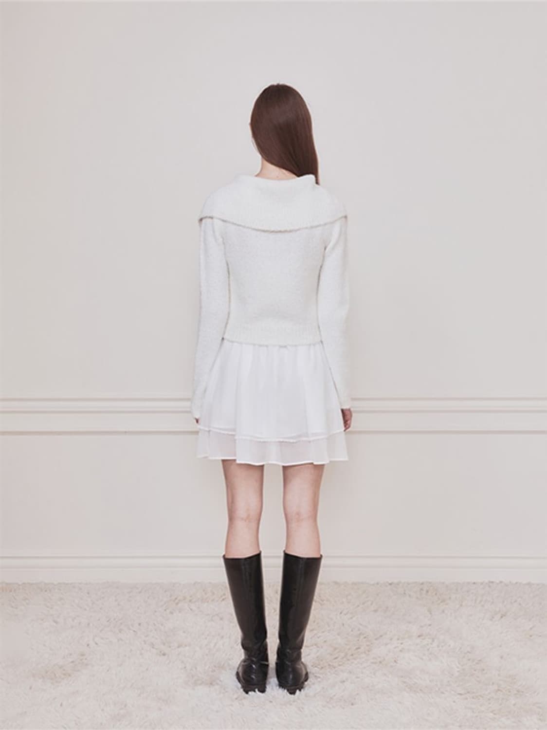 낫유어로즈 세일러카라 화이트 니트 가디건 상품이미지2