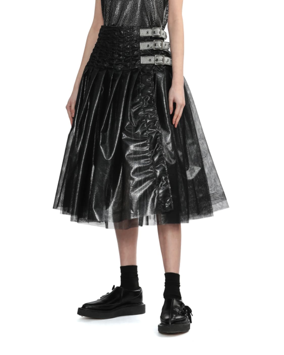 새상품 준야와타나베 블랙 벨티드 미디 스커트 L 상품이미지5