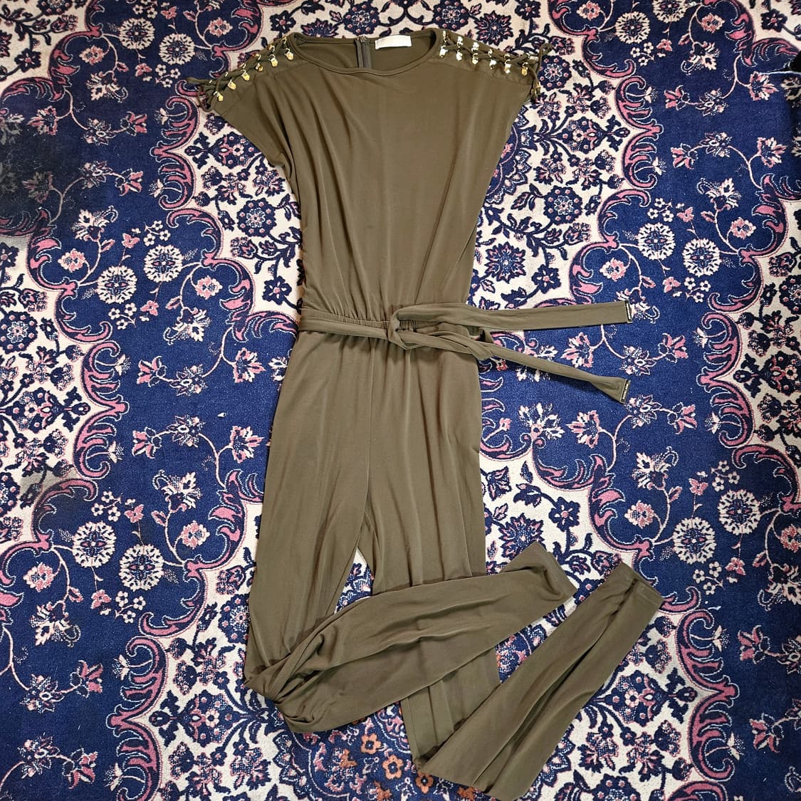 마이클코어스 카키 골든 숄더 포인트 레이온 점프수트 Free 상품이미지1