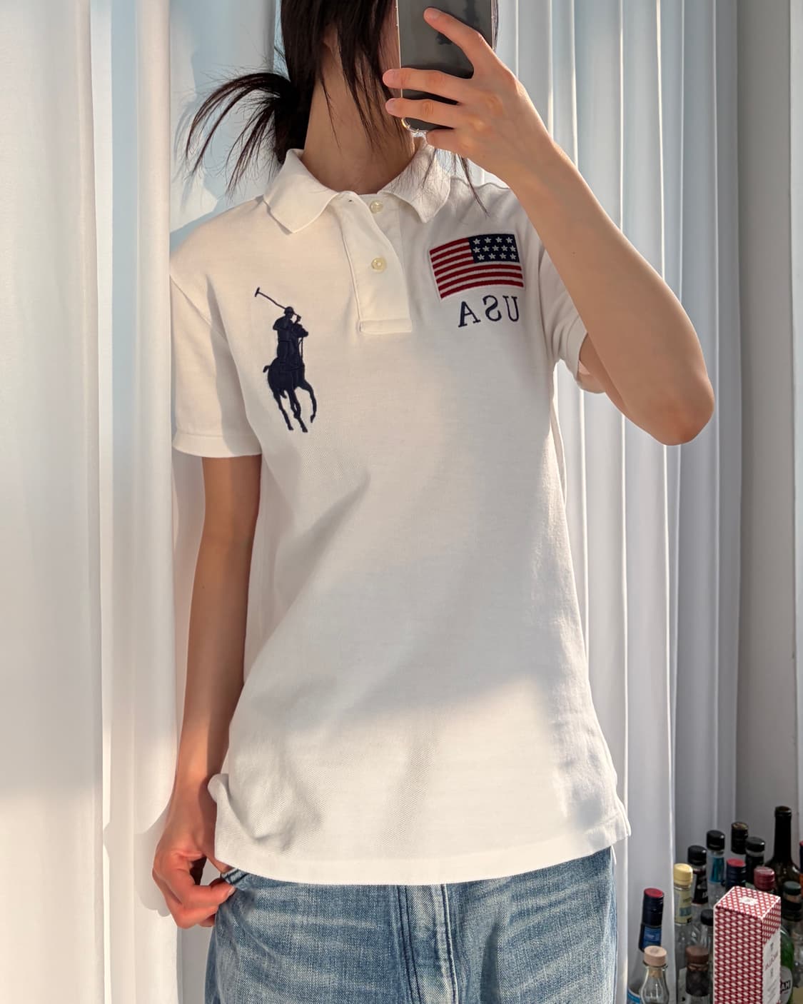 [S]폴로 랄프로렌 빅포니 치프키프 USA 성조기 카라 티셔츠 상품이미지2