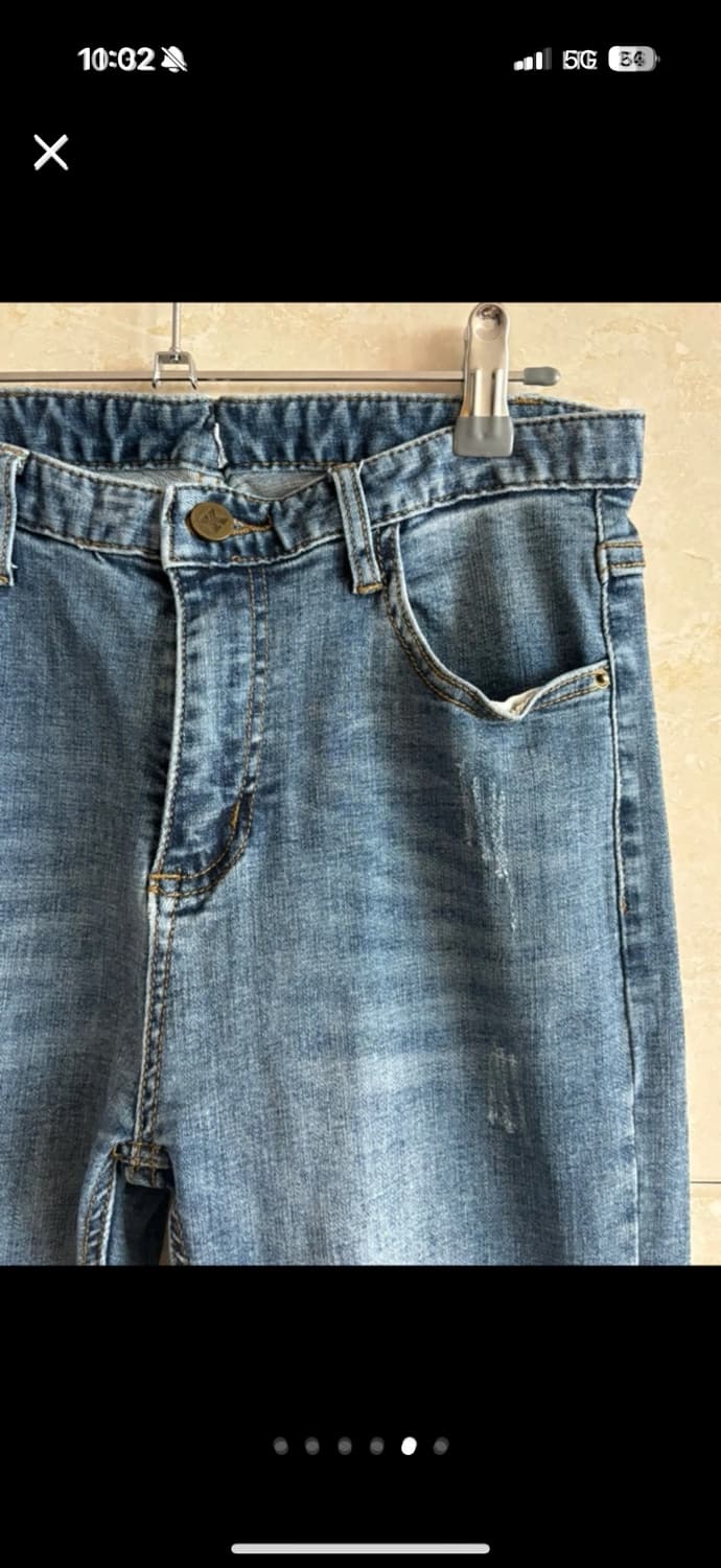 스크래치 9부 데님바지 상품이미지5