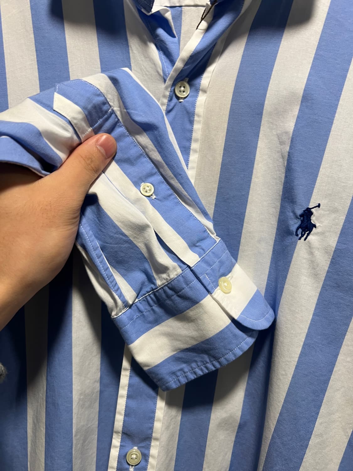 [M]폴로 랄프로렌 CLASSIC FIT 스카이블루 스트라이프 코튼 셔츠 상품이미지3