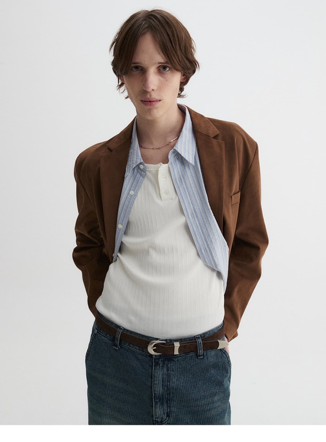 파브레가 스웨이드 카우 레더 웨스턴 벨트 상품이미지4