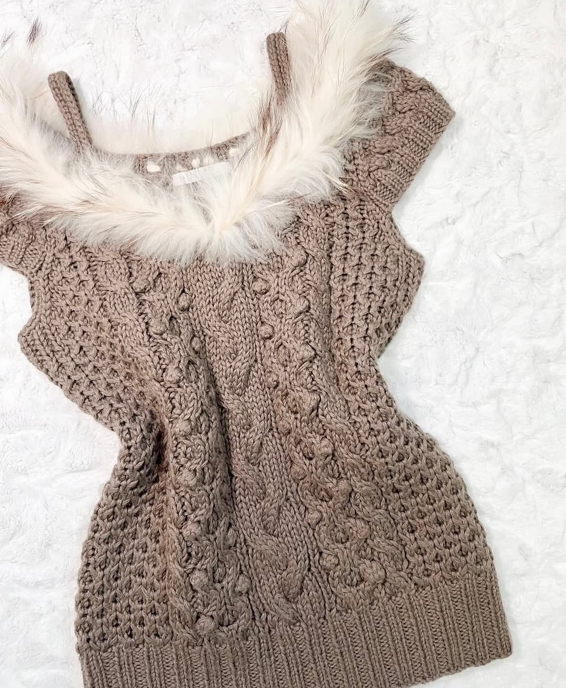 빈티지 퍼 니트 반팔  갸루  상품이미지2