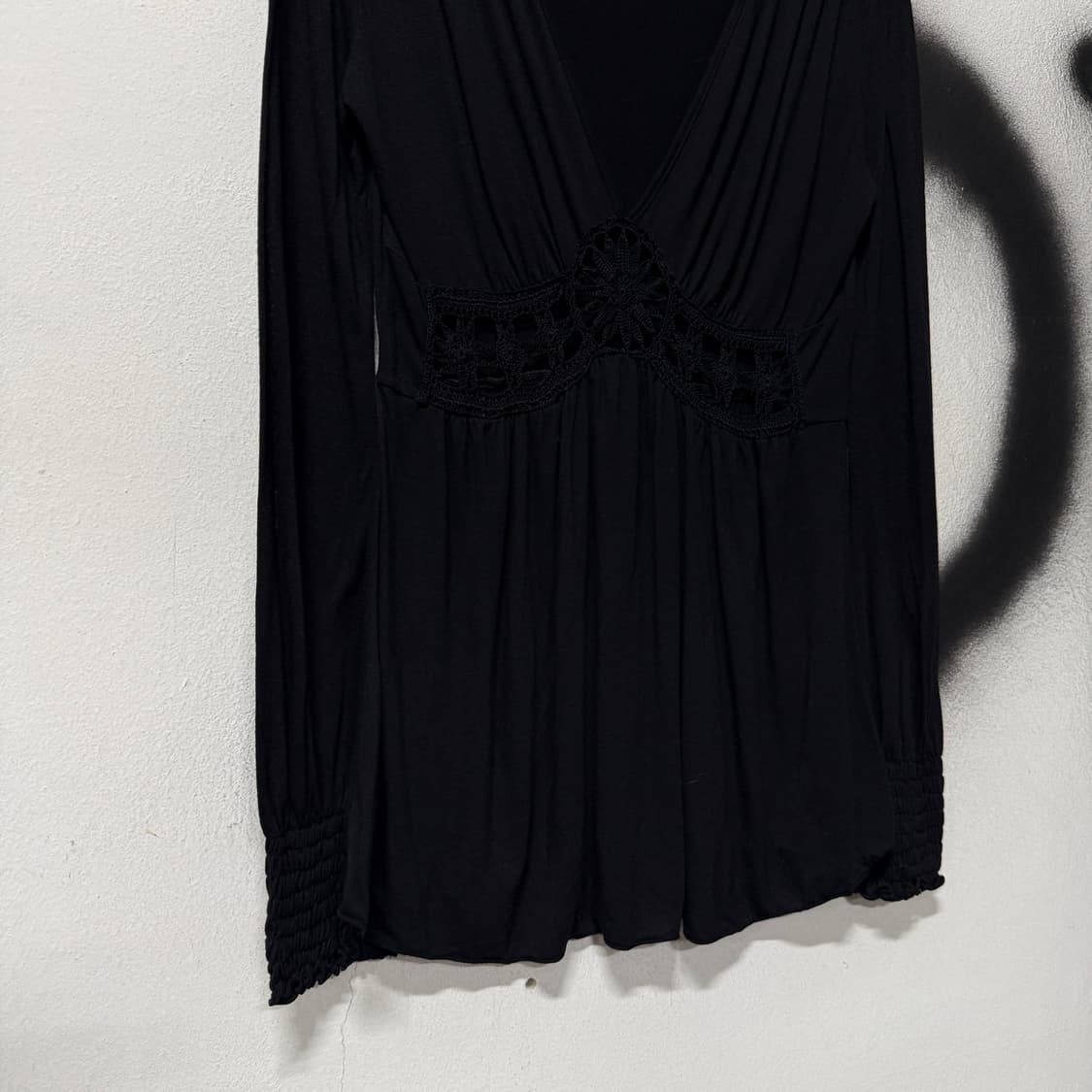 VTG 빈티지 블랙 페어리 프릴 크로쉐 디테일 롱슬리브 상품이미지4