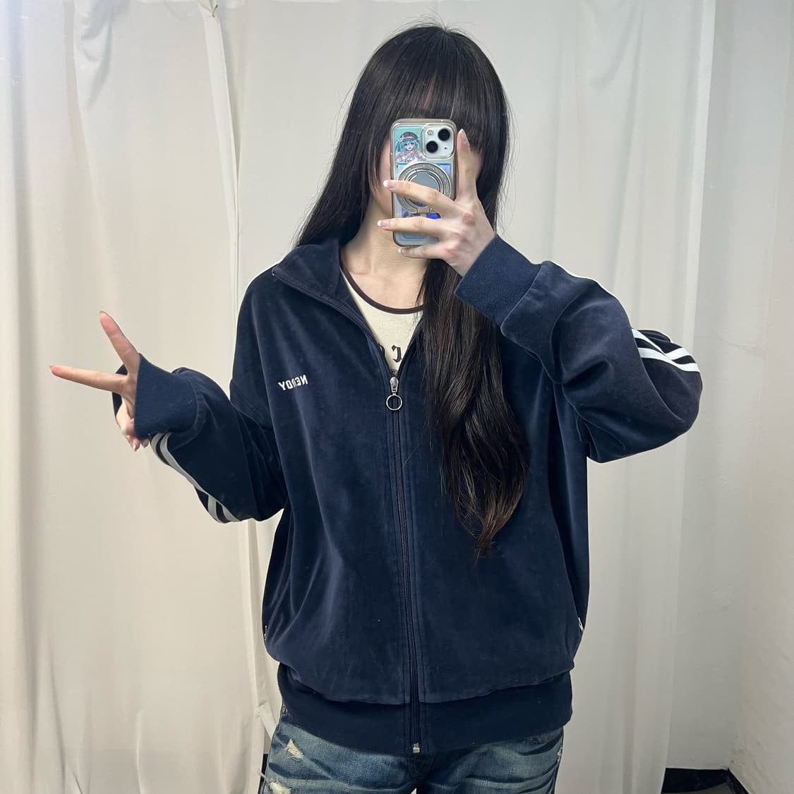 Nerdy navy velvet jersey 상품이미지2
