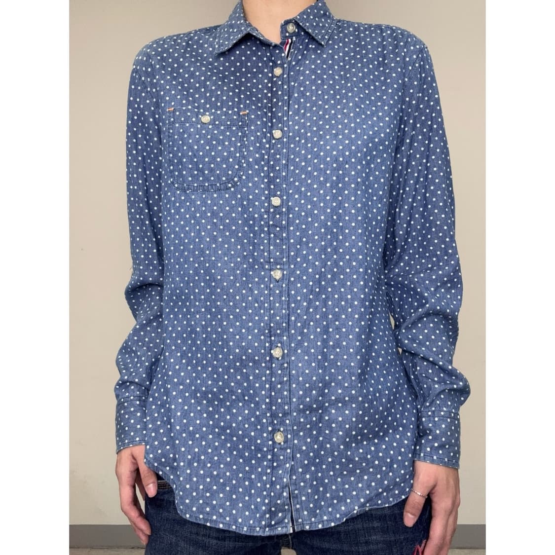 빈티지 도트 데님 셔츠 상품이미지1