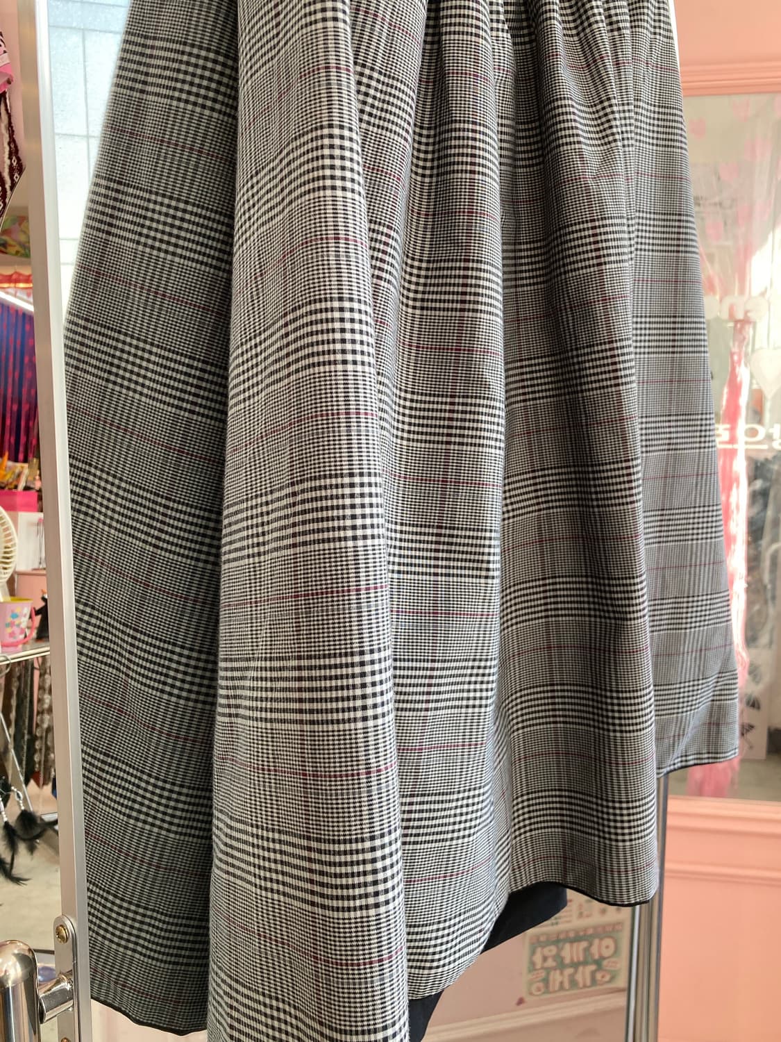 빈티지 체크 / 블랙 리버시블 미디 스커트 상품이미지7