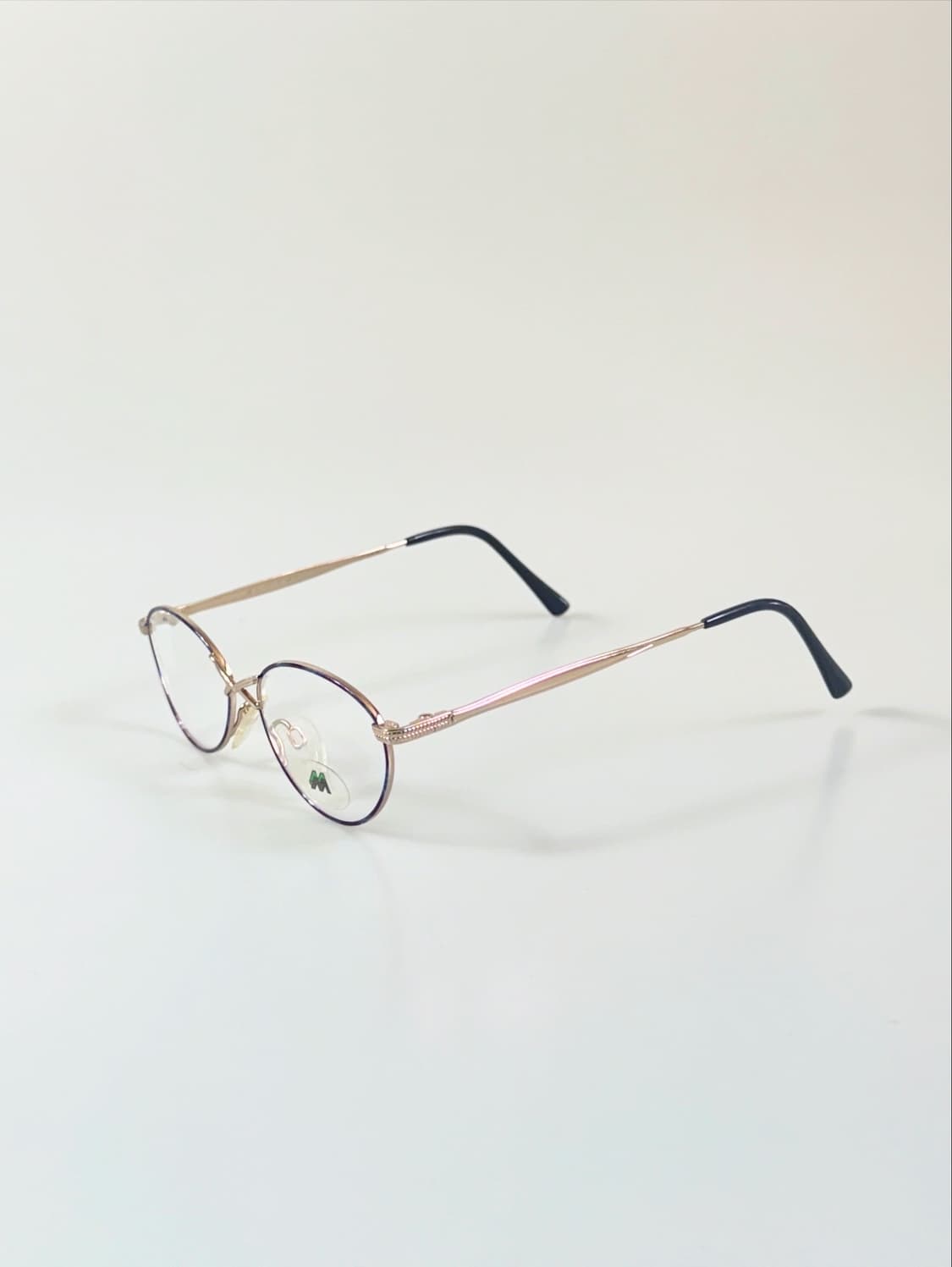90s 독일제 MEITZLER 블루 골드 슬림 오벌 빈티지 안경 상품이미지3