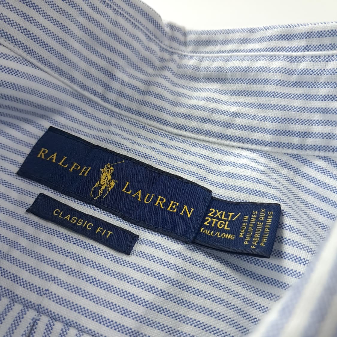 CK228 2XLT 폴로 클래식 블루  스트라이프 반팔 셔츠 남방 상품이미지3