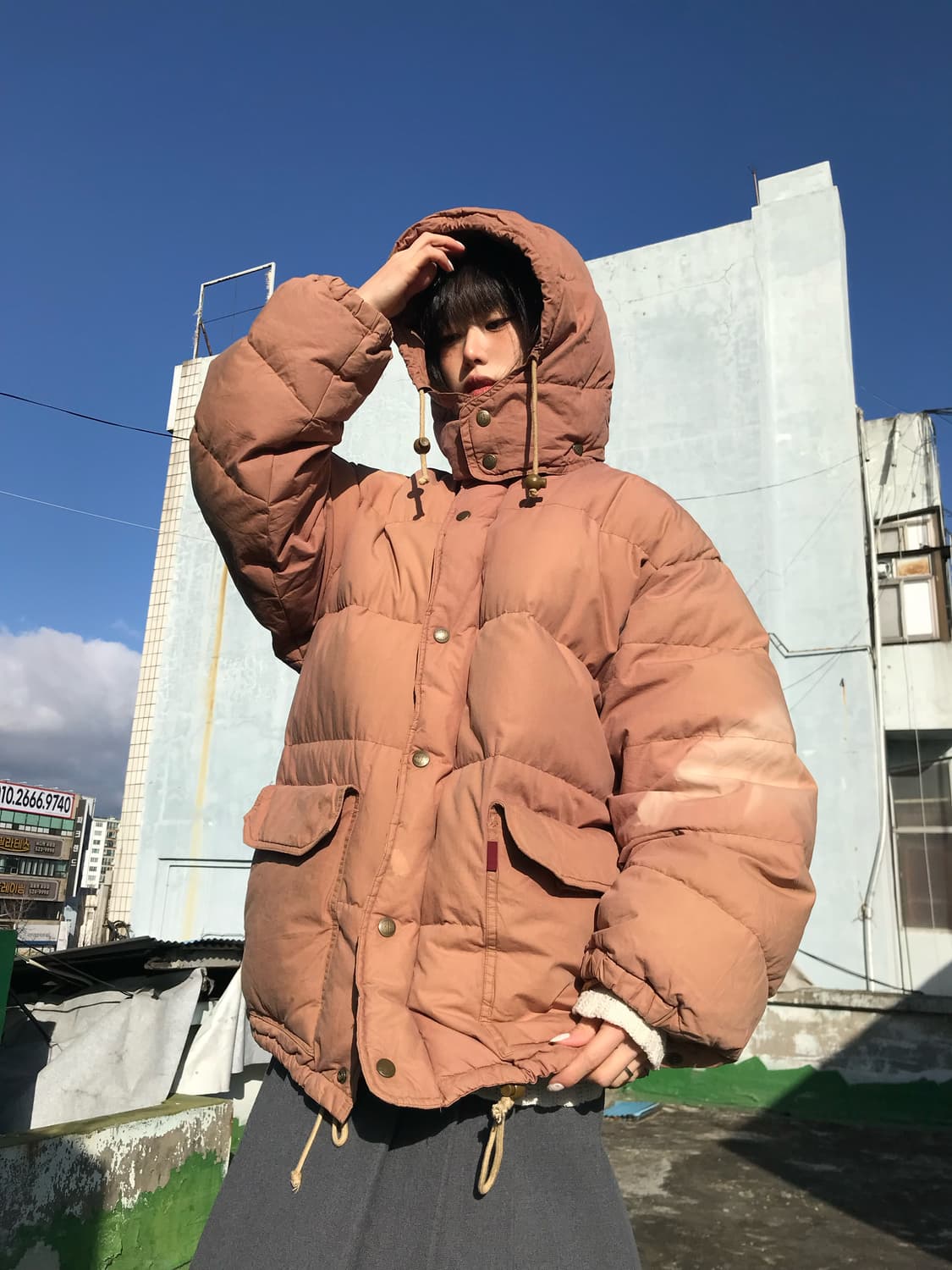 워싱피치 구스다운 패딩 상품이미지1