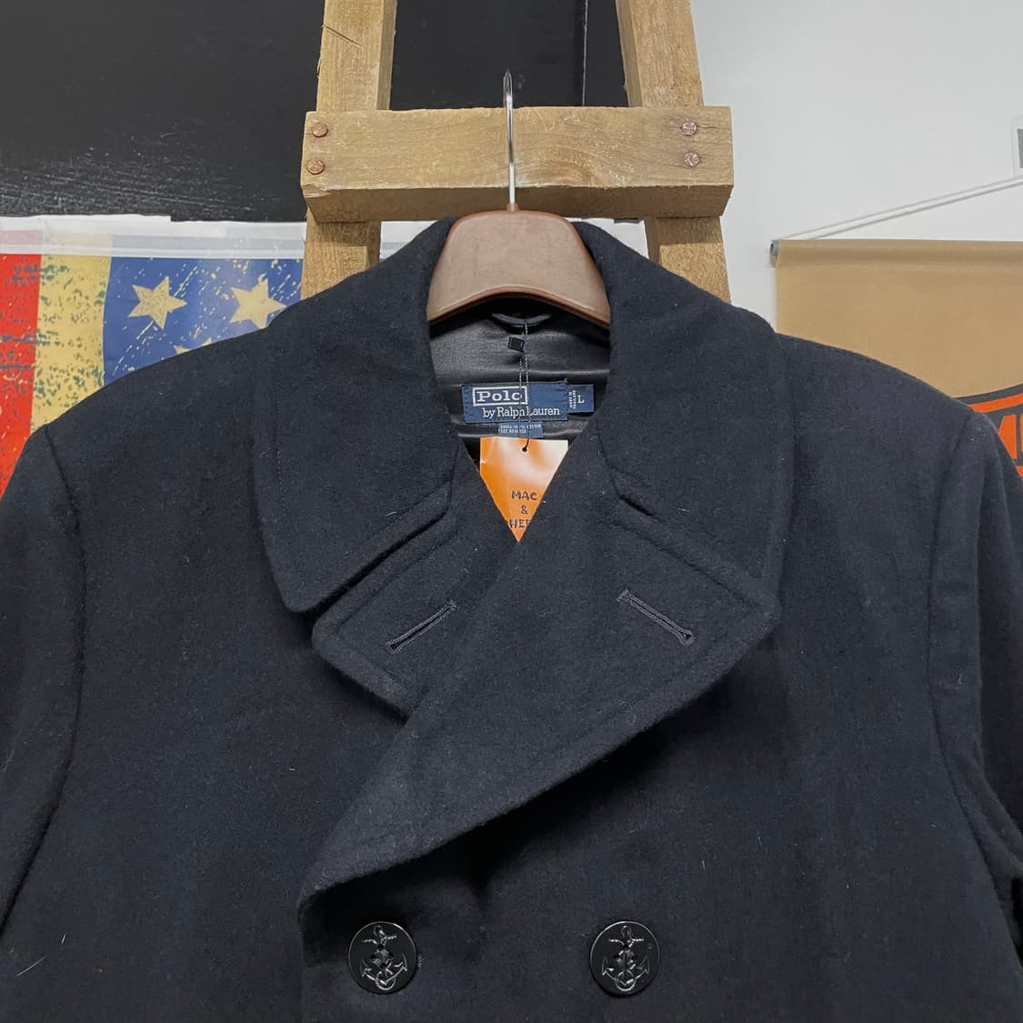 90s 폴로 랄프로렌 U.S NAVY 미 해군 피 코트 상품이미지3