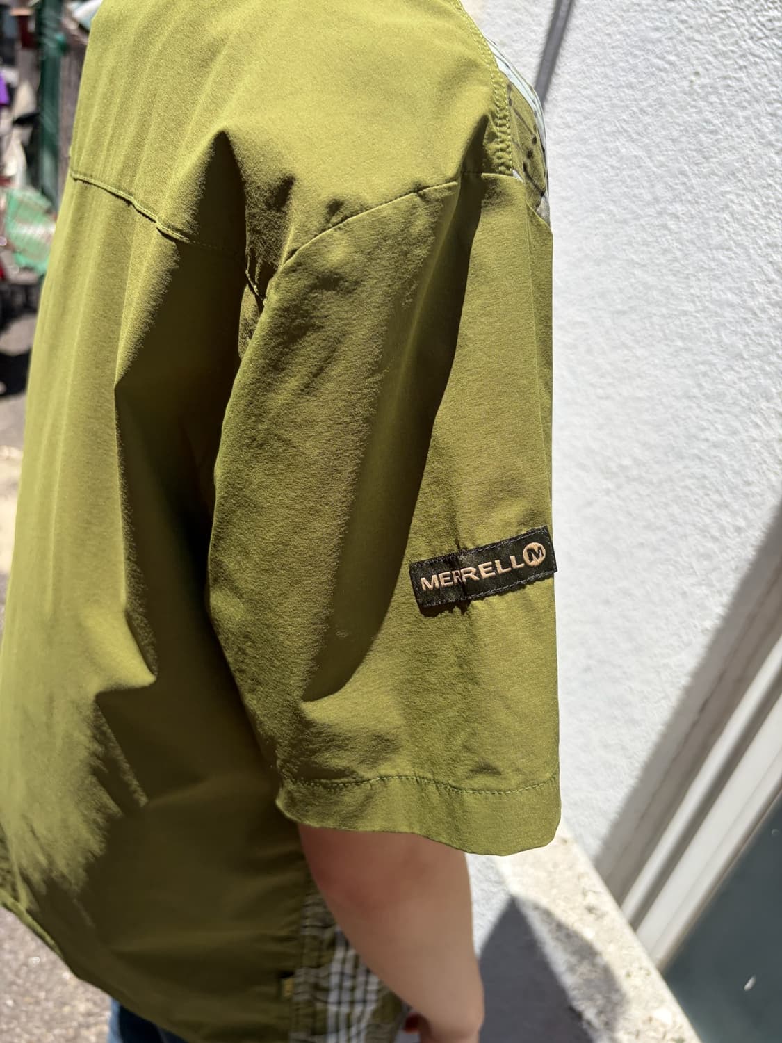 Merrell 립스탑 배색 카키 테크웨어 반팔 셔츠 XL 상품이미지6