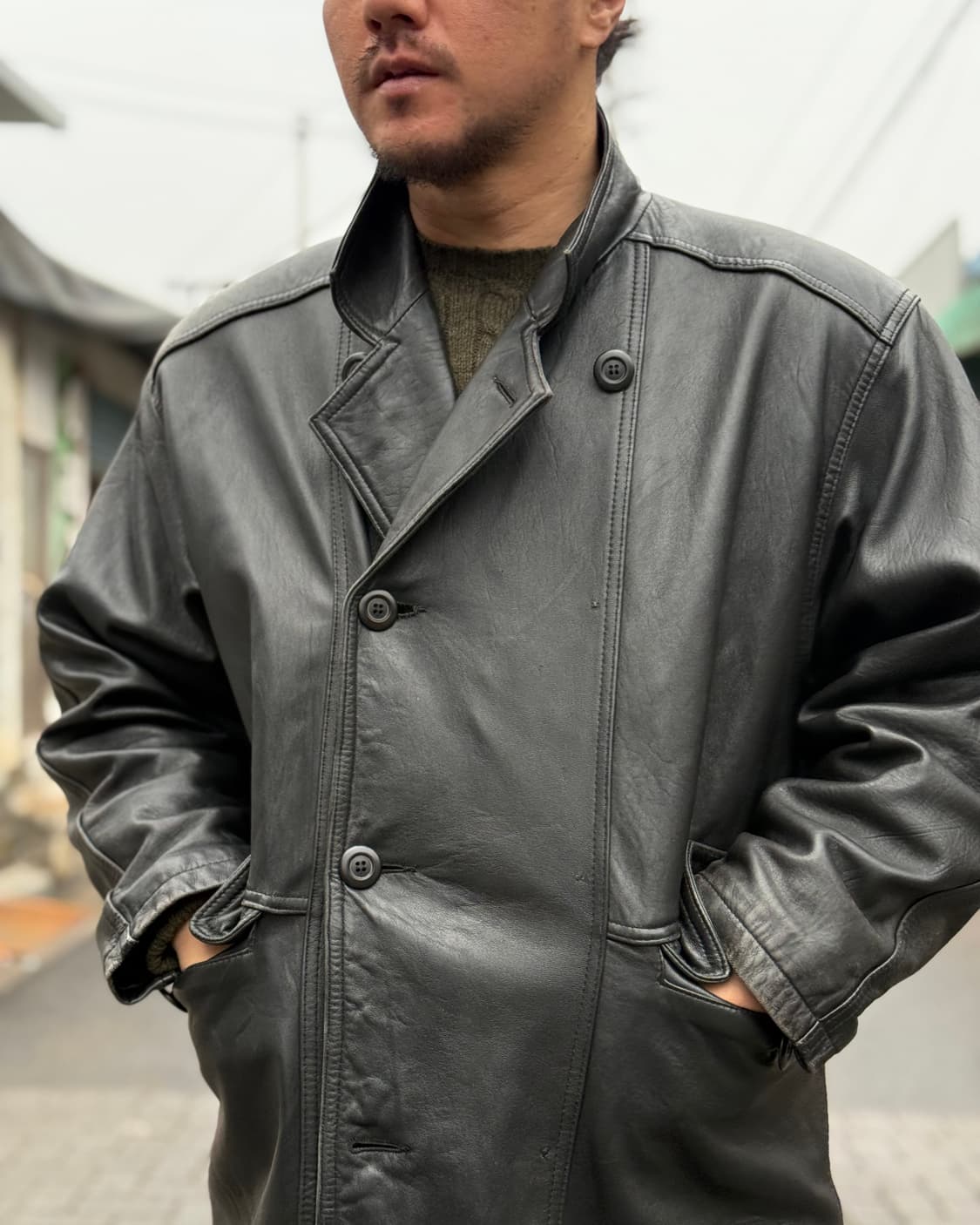 80-90s 하라주쿠 마더 램스킨 카코트 L  상품이미지10