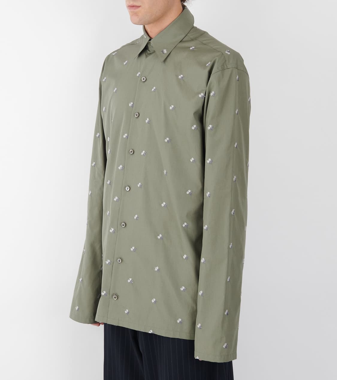 [S,M,L]리에르 플라워 코튼 셔츠/카키 그레이 상품이미지3