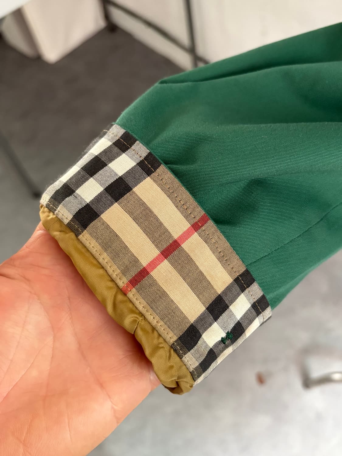 Burberry 버버리 크레스트 로고 노바체크 그린 컬러 코튼 헤링턴 자 상품이미지7