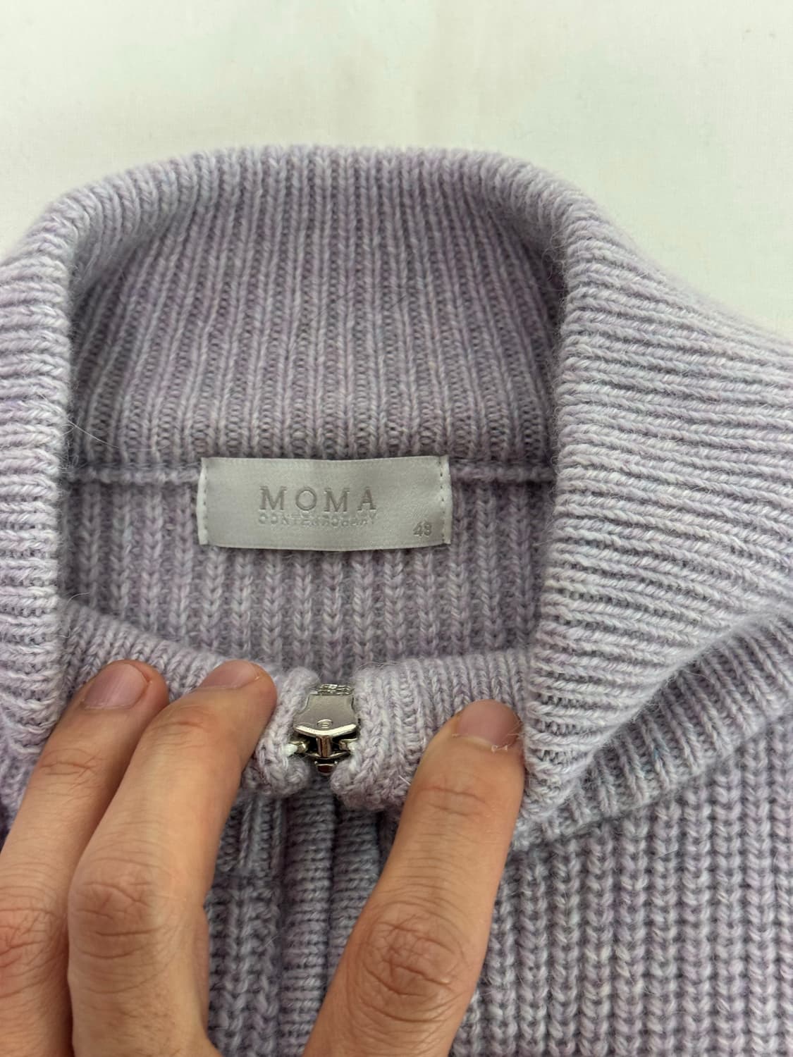 모마디자인 / 알파카&라쿤 집업 니트 (라벤더) / 48 상품이미지3