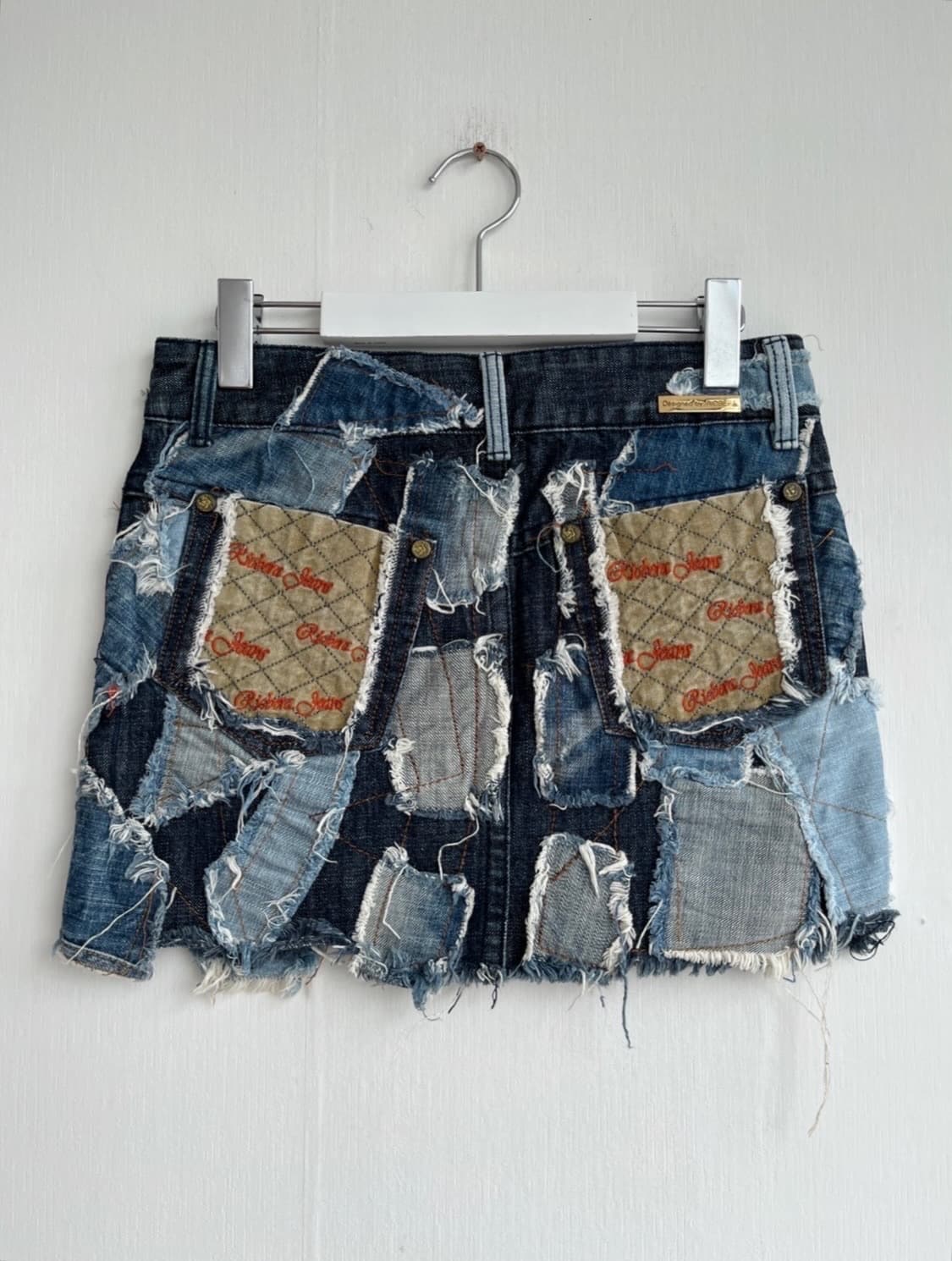 RIOBERA 패치워크 데님 미니스커트 상품이미지5