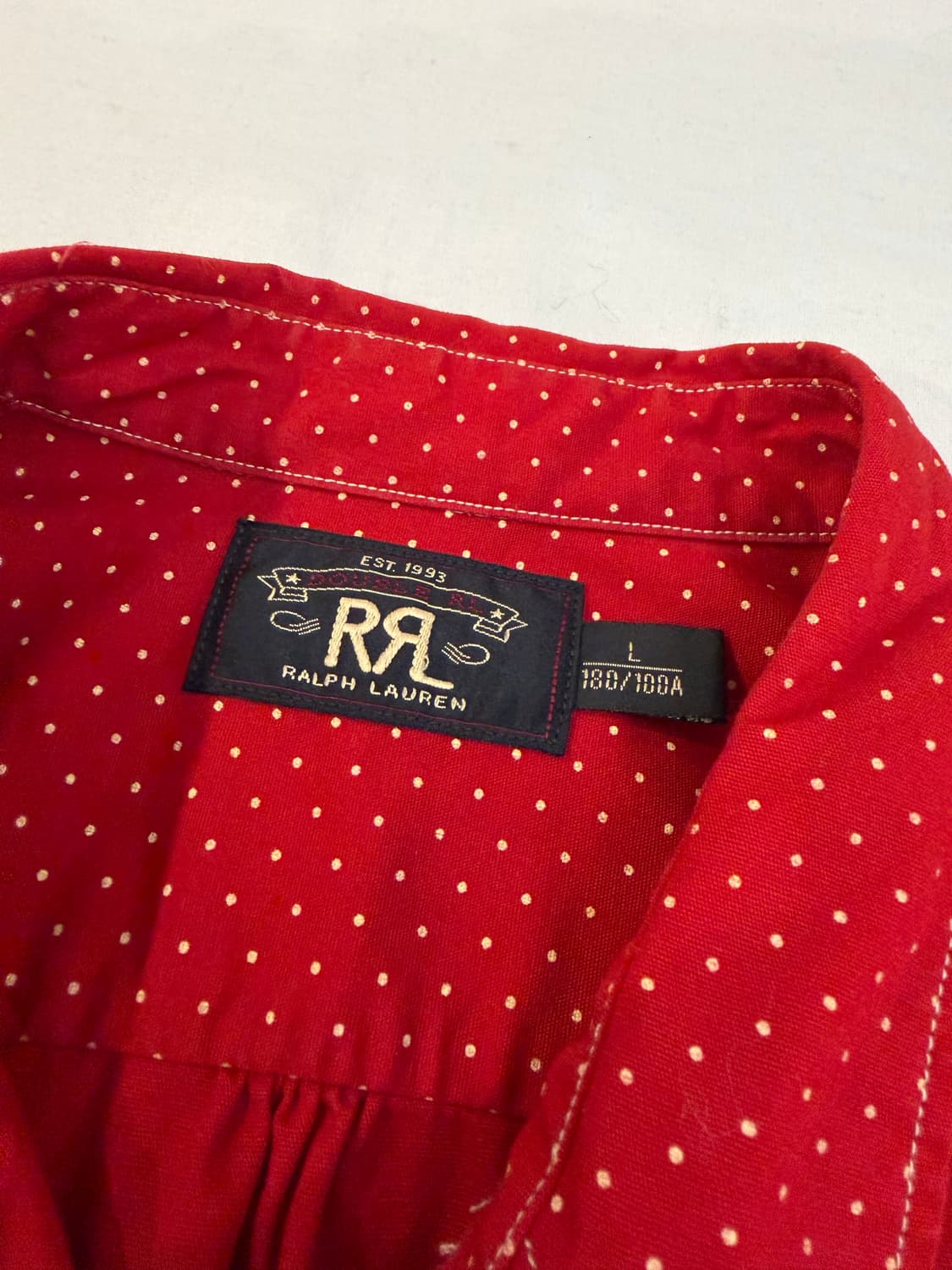 RRL 더블알엘 폴카닷 도트 워크셔츠 레드 상품이미지5