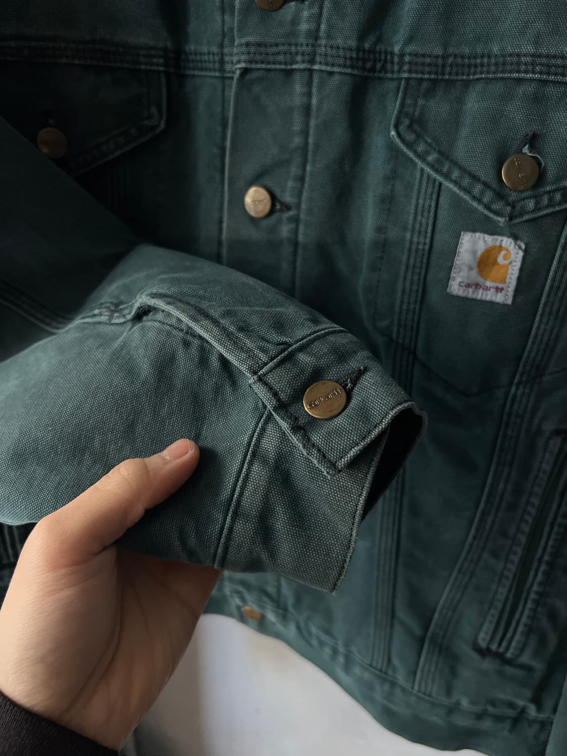 [L]90's 칼하트 USA 헌터그린 캔버스 트러커 자켓 상품이미지6