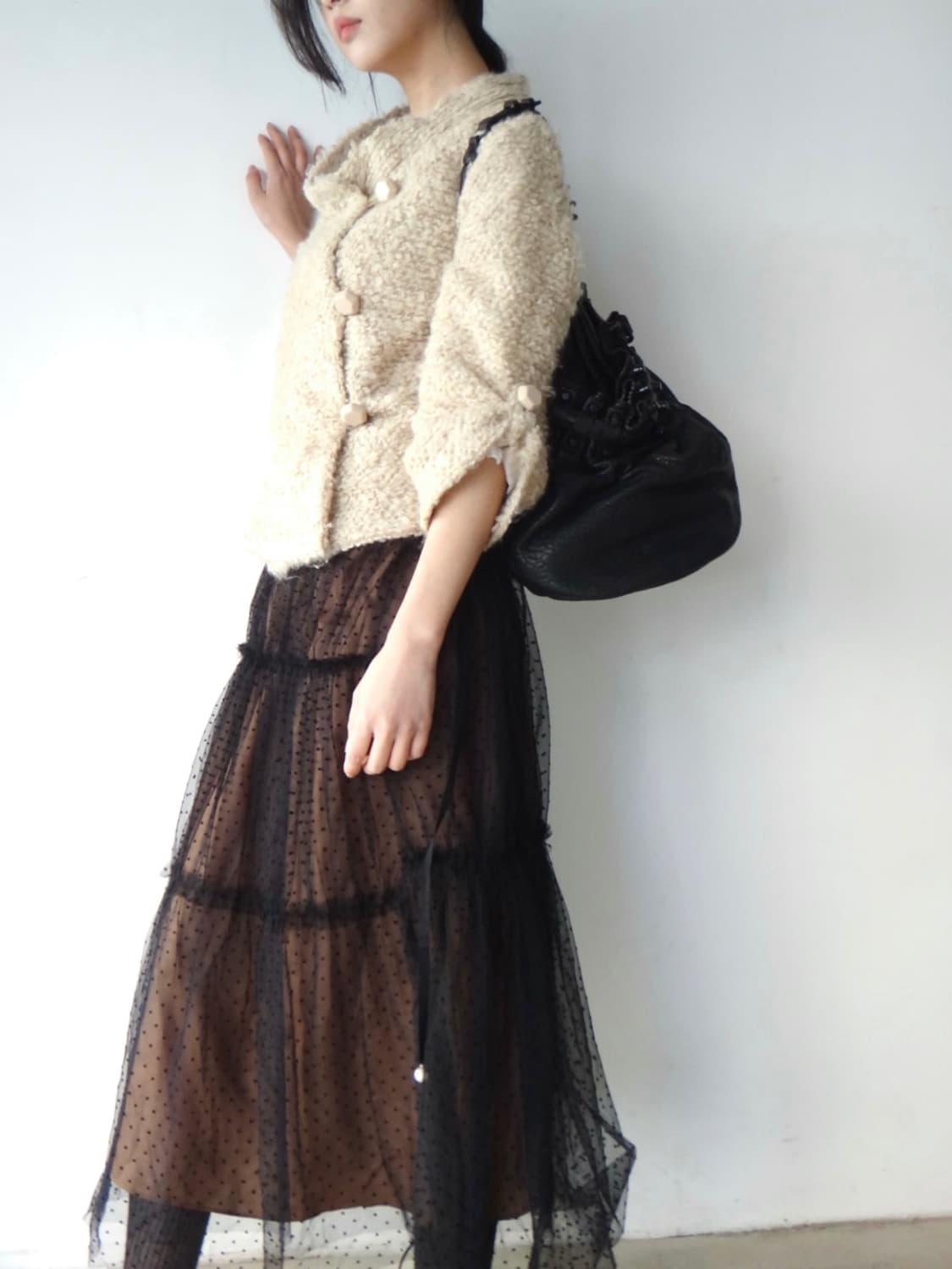 Fold neck button jacket / beige 상품이미지2