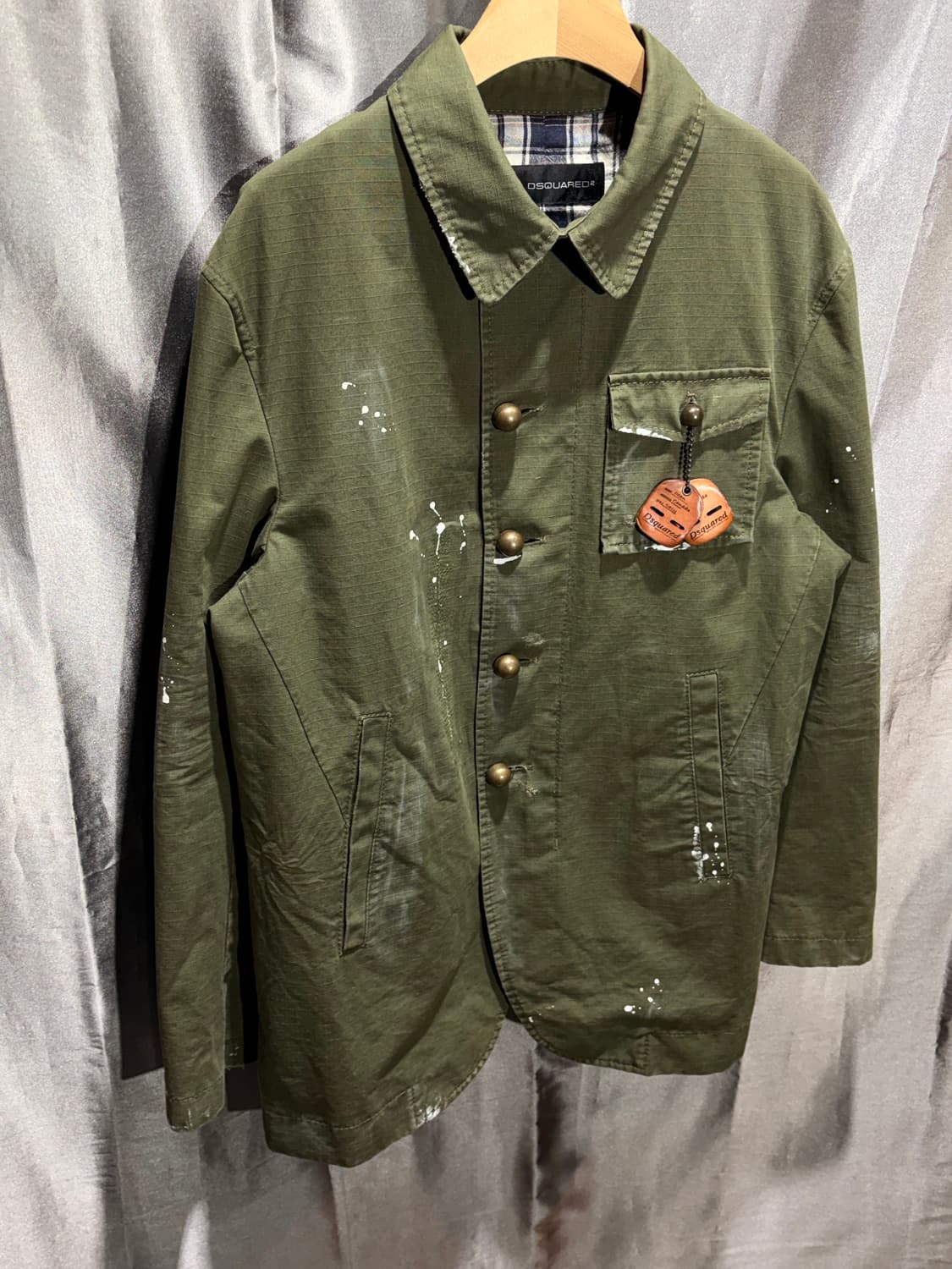 50 DSQUARED 디스퀘어드2 페인팅 써클버튼 카키 야상 자켓 상품이미지6