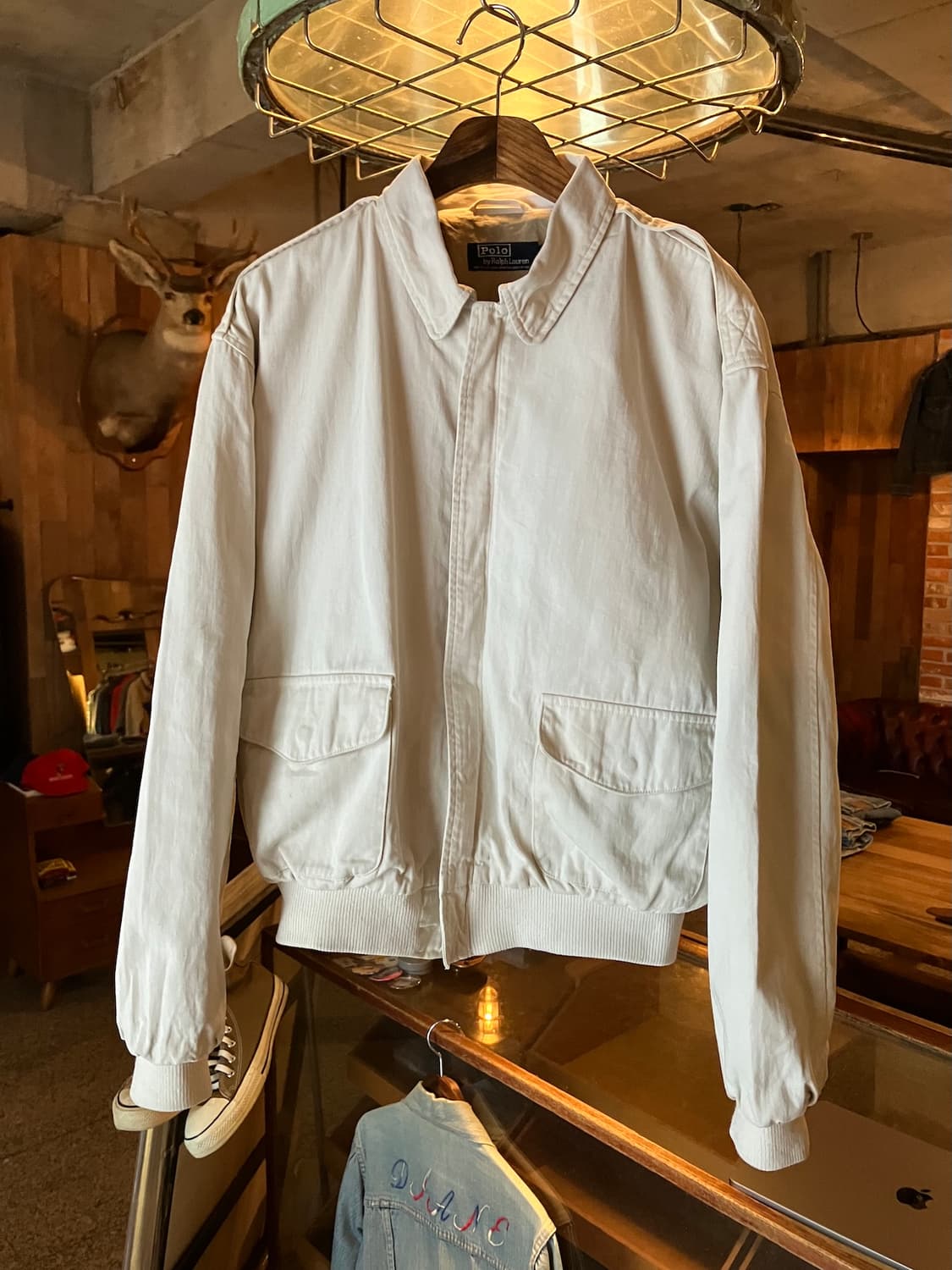 80s USA 빈티지 폴로 랄프로렌 화이트 코튼 A-2 자켓 상품이미지2