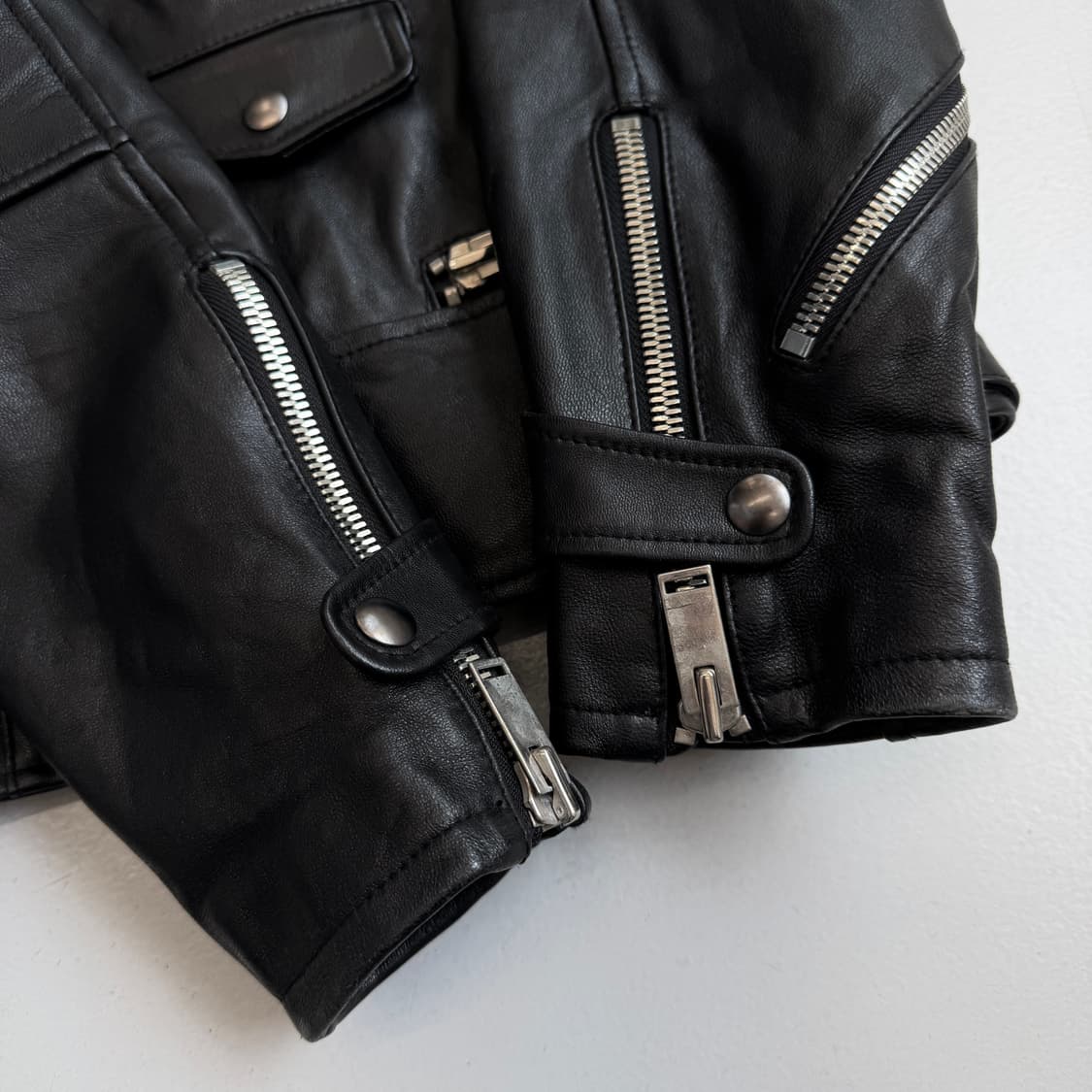 사선 바이커 멀티지퍼 리얼레더 이태리 램스킨 라이더 가죽자켓 상품이미지7