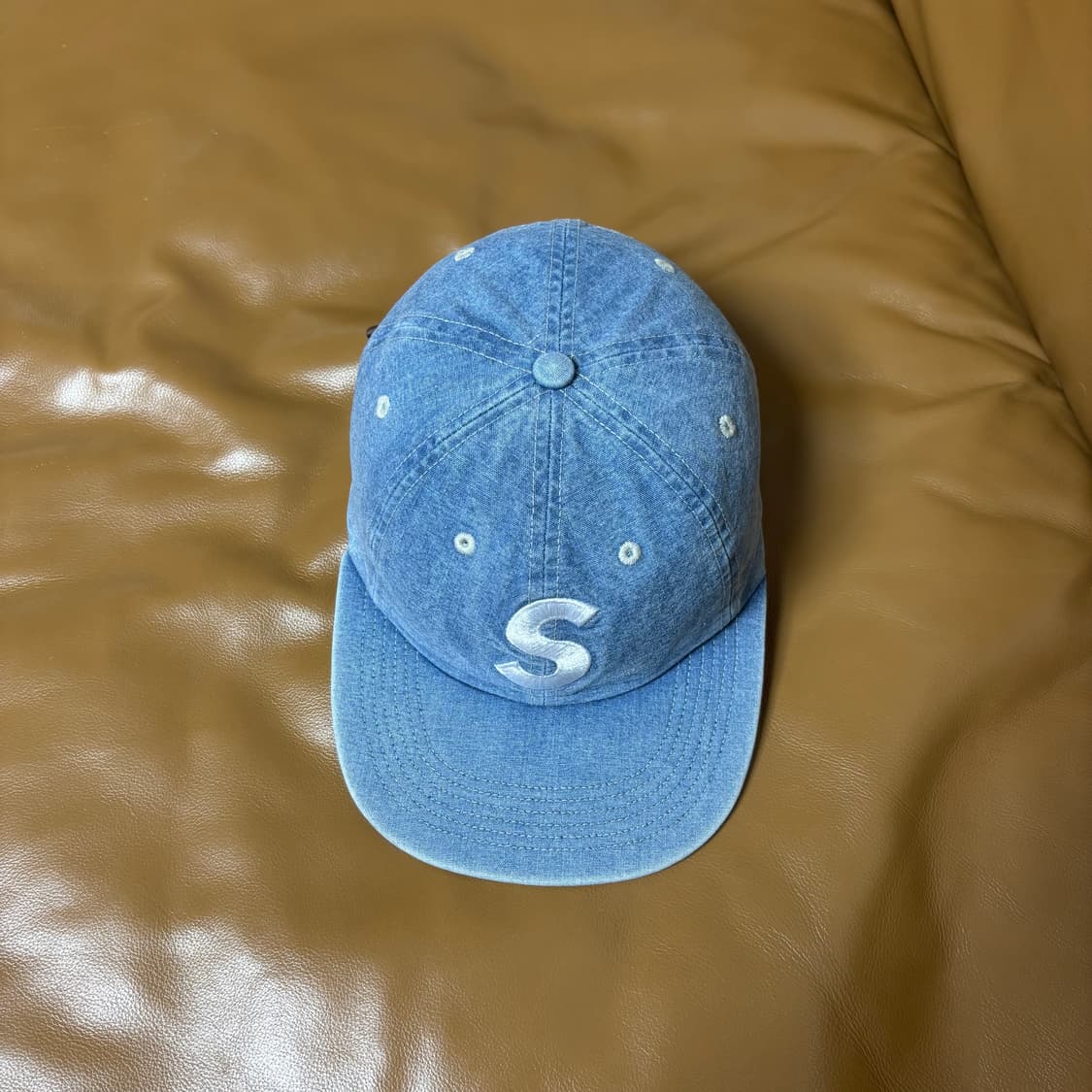 Supreme 슈프림 워시드 데님 s로고 6패널 볼캡 모자 Denim 상품이미지5