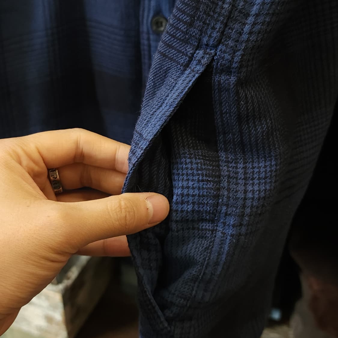 00s 랭글러 웨스턴 셔츠 플란넬 체크셔츠 쉐르파 양털 자켓 블루 L 상품이미지7