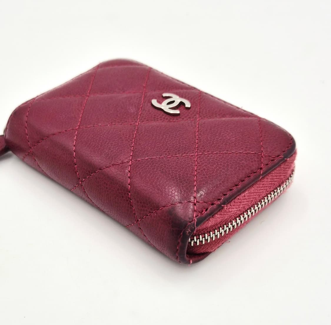 샤넬 지퍼돌이 카드지갑 캐피어 레드 상품이미지3