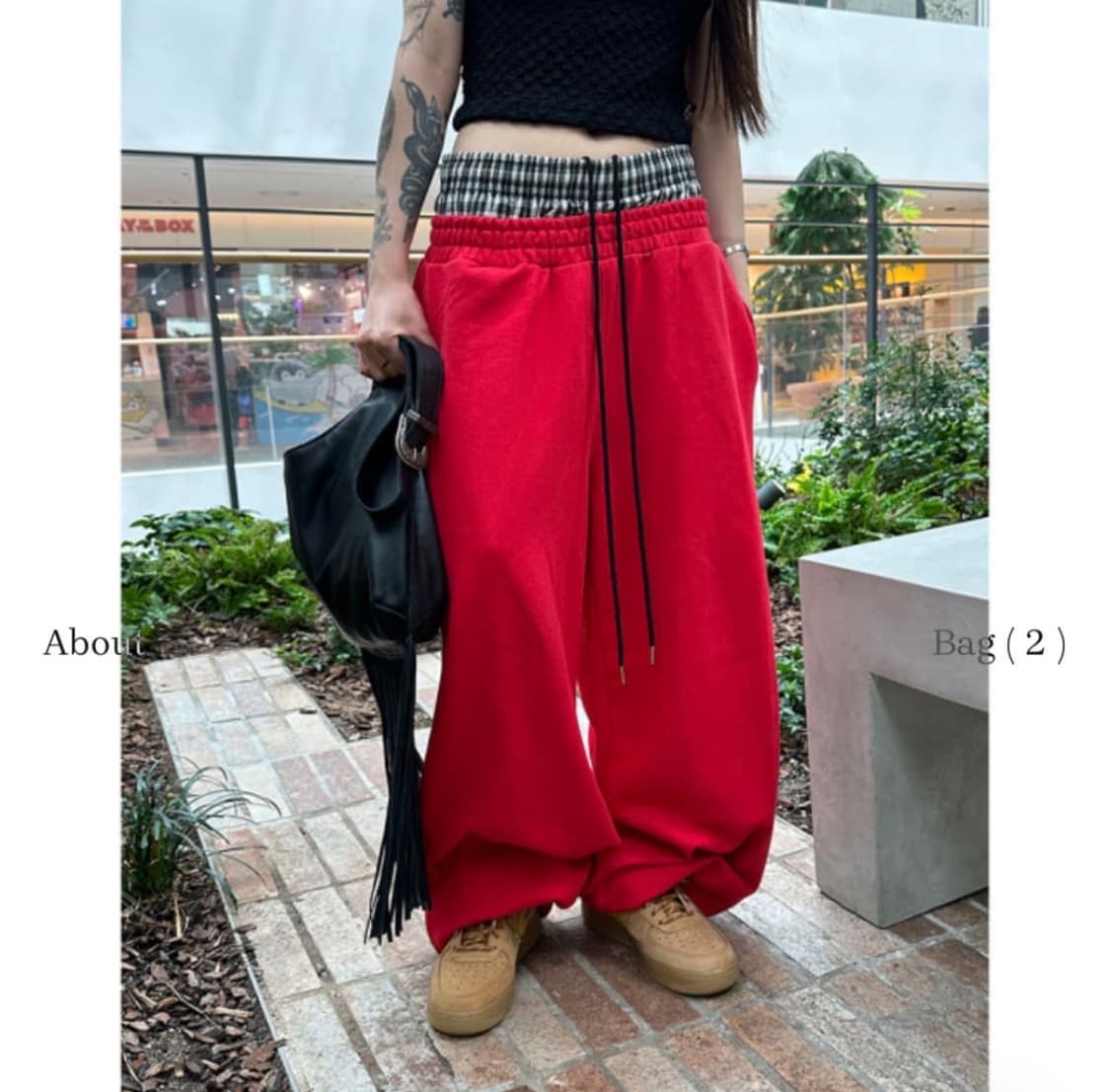 미스테리어스호텔 체크 레이어드 팬츠 레드 상품이미지1