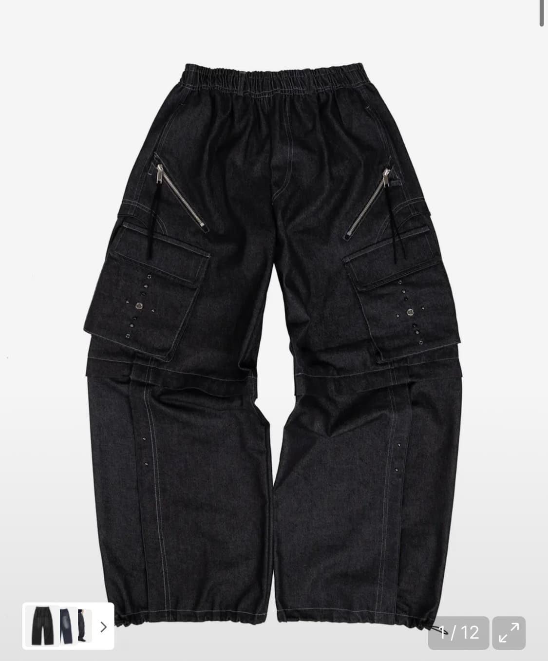 알에스에스씨X포그서비스 리벳 카고 데님 팬츠 블랙 1사이즈 상품이미지1
