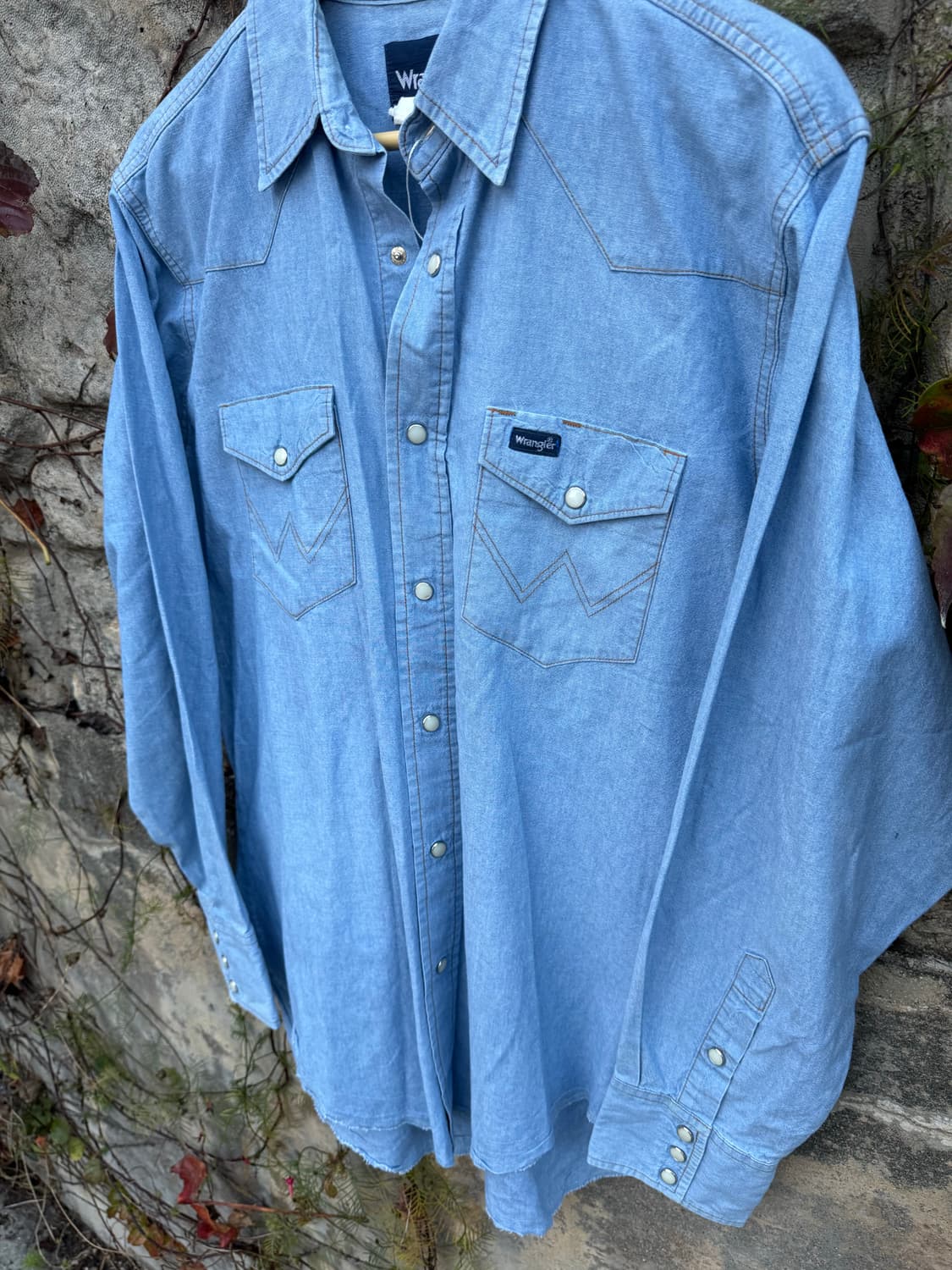 랭글러 빈티지 데님 샴브레이 웨스턴 셔츠 105 상품이미지3