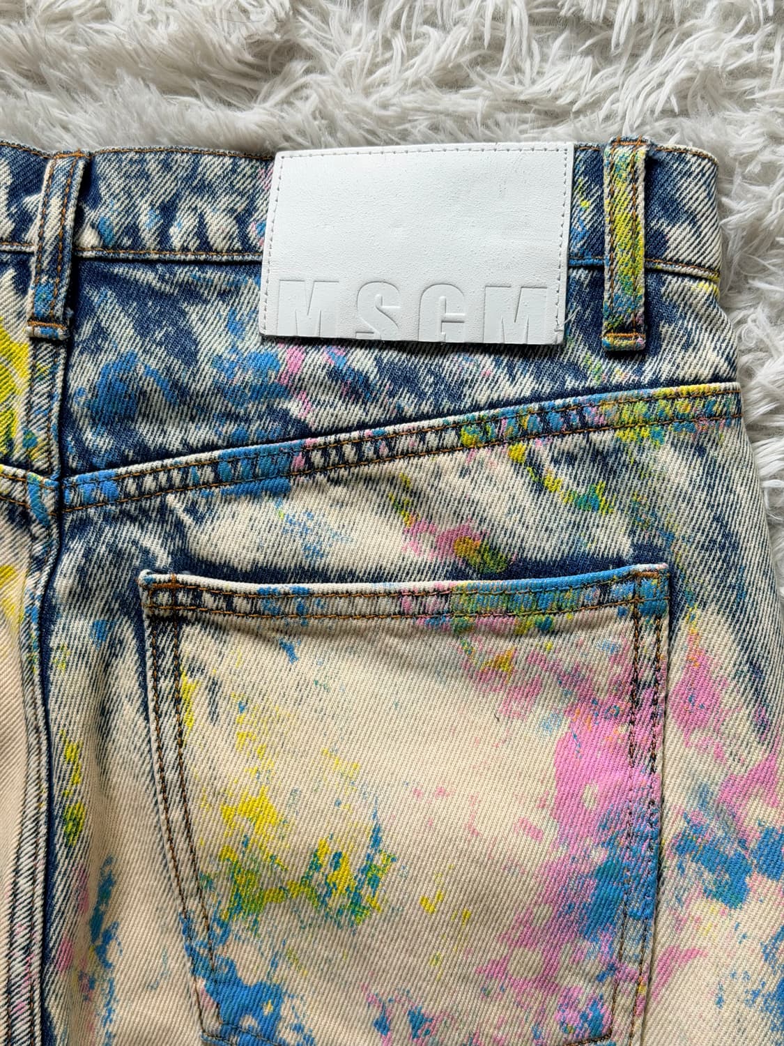 MSGM 멀티 컬러 페인트 스플래터 크림 데님 팬츠 상품이미지8